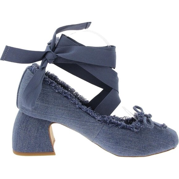 Circus by Sam Edelman Womens Blue Fringe Fabric Block Heel Della Lace-up Pump - Picture 3 of 3